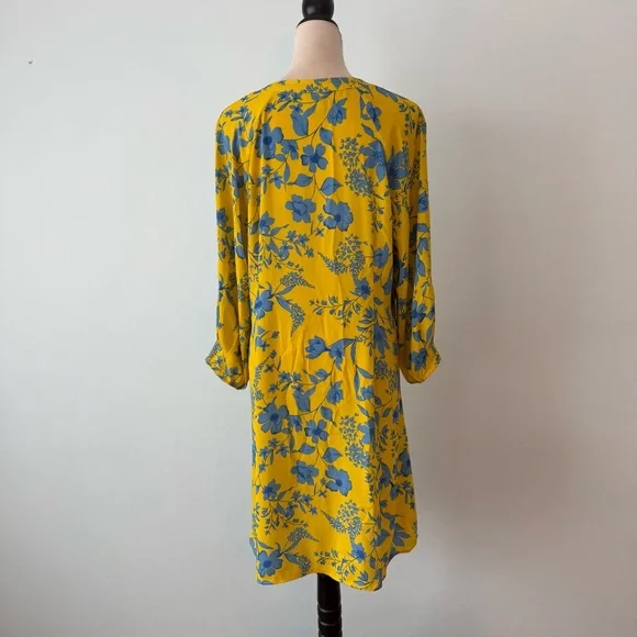 💙💛 Cabi Yellow Blue Floral Tunic Dress Size L Flowy Boho Lightweight💙💛 - Picture 6 of 11